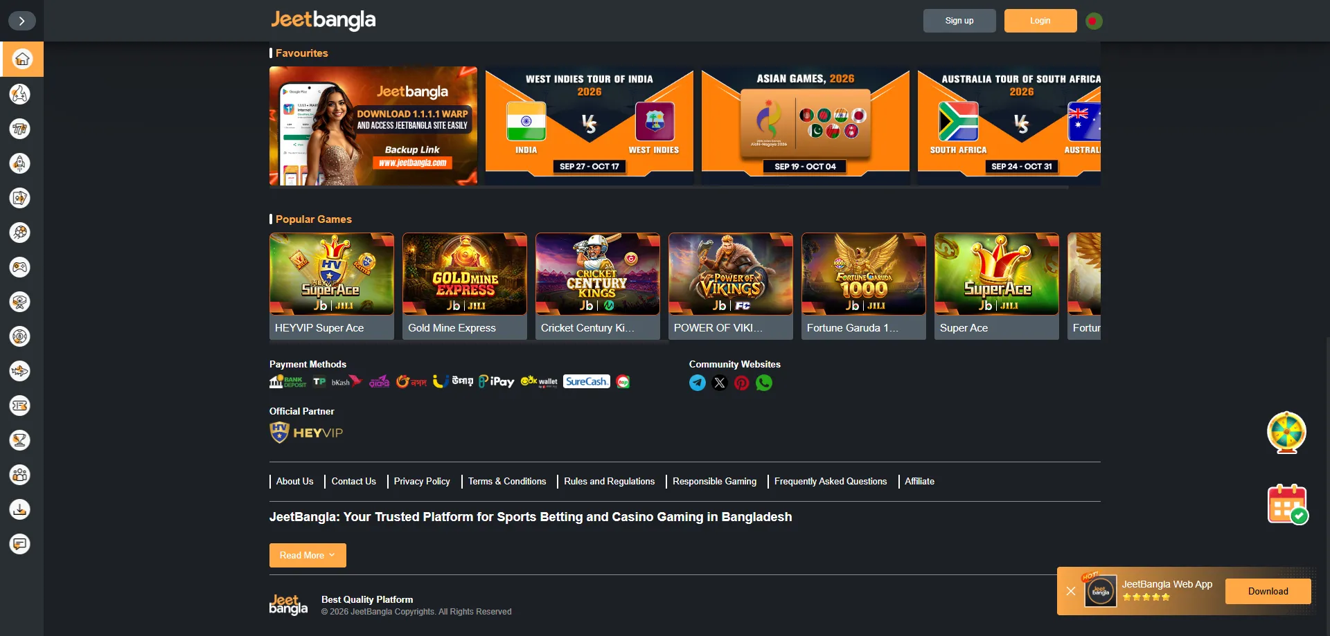 jeetbangla casino payment methods — bKash Nagad Rocket BDT deposits
