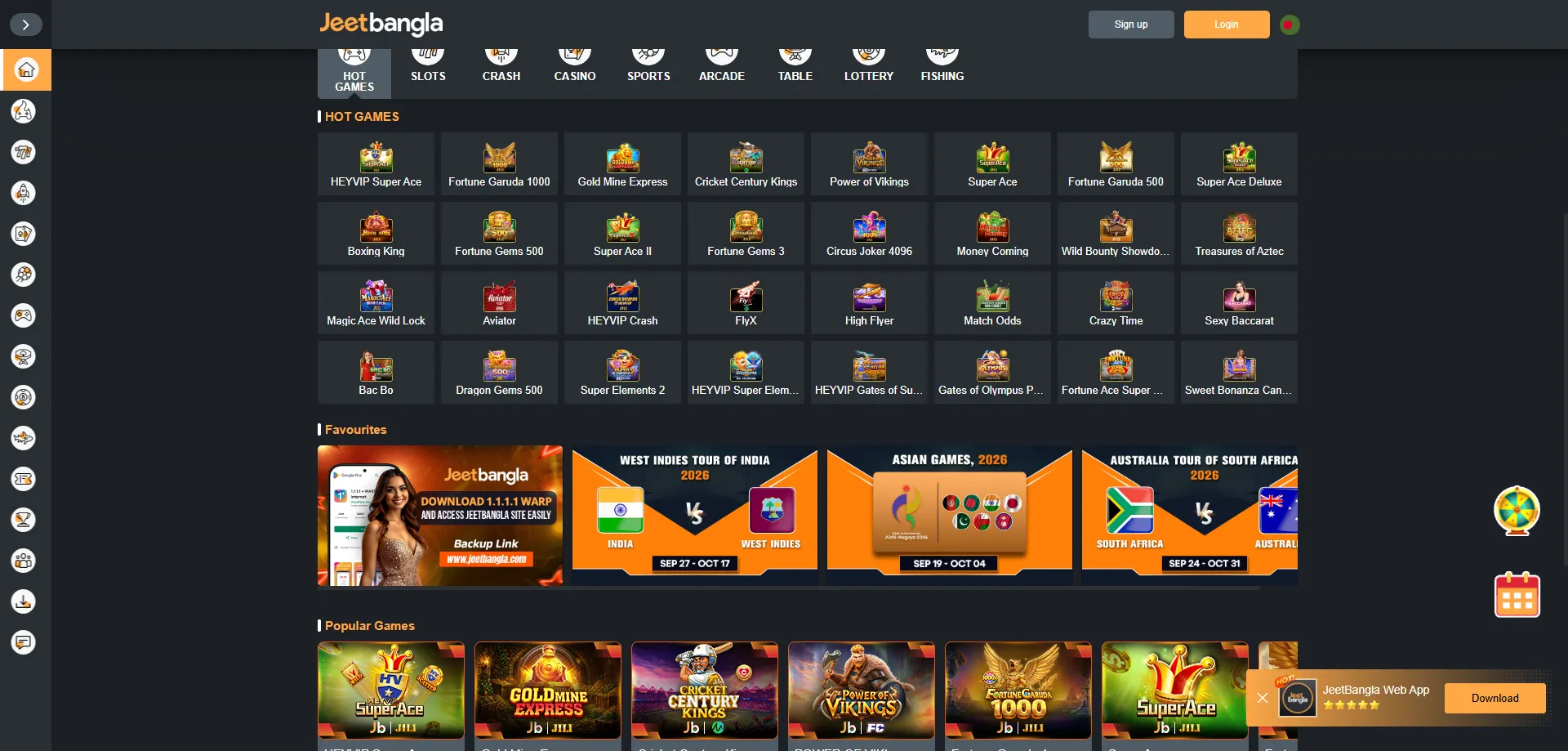 jeetbangla free spins on arcade and slot games 2026