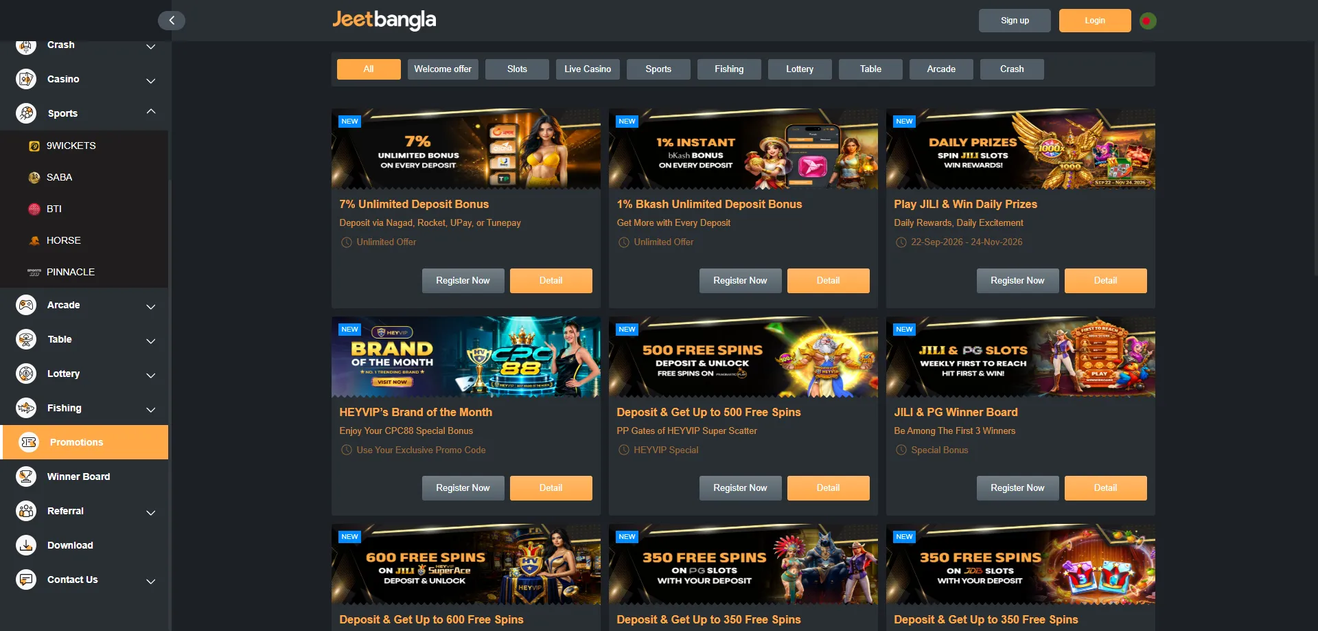 jeetbangla casino welcome bonus and promotions — BD players